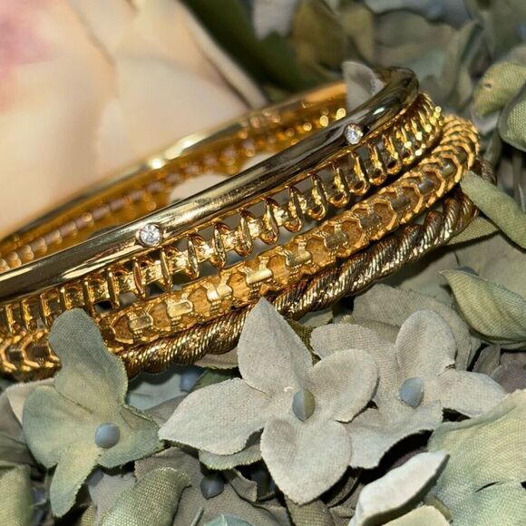 NIB Camrose & Kross JB Kennedy 4 bangle bracelets 24kt YGP - Picture 5 of 8